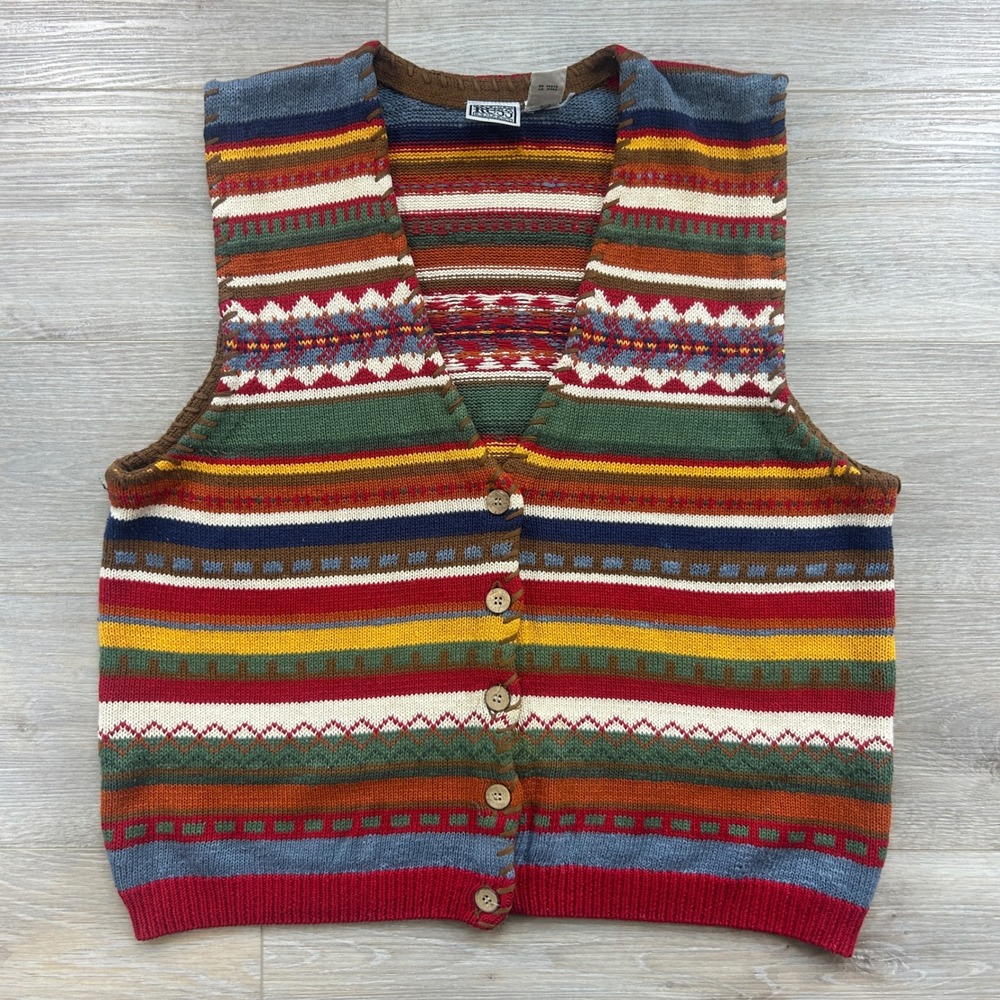 VTG Original Russ Sport Company Womens Large Cotton Vest Cottagecore Retro